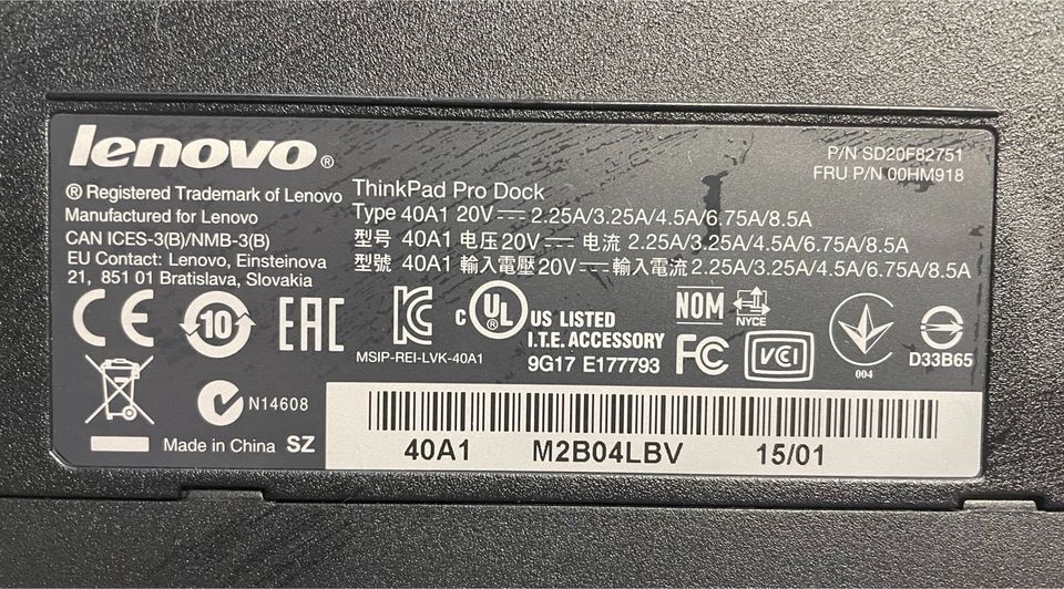 Lenovo Thinkpad Pro Dock Typ 40A1 mit 90W Netzteil in Berlin