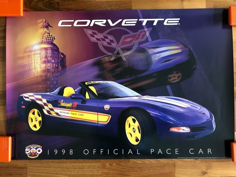 1998 Corvette C5 Official Pacecar Indianapolis 500 Poster 91x60cm in Kassel