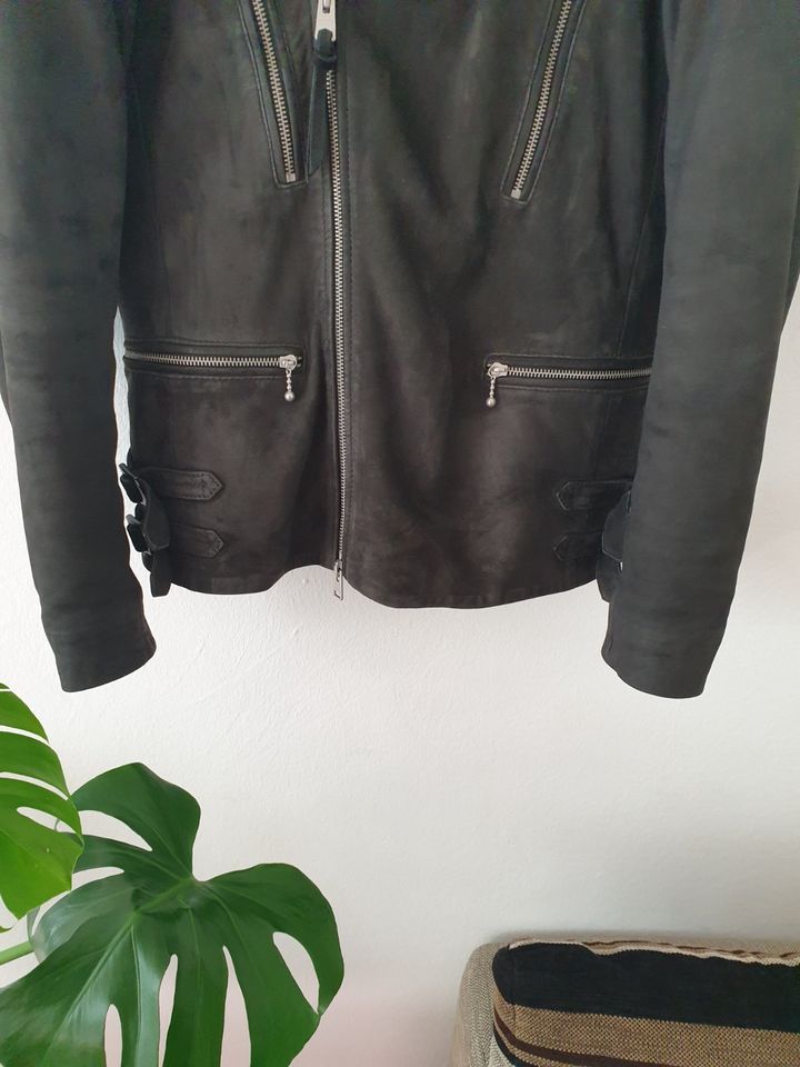 NEU AllSaints LEATHER Wildleder Kenji Biker Jacke Herren Schwarz in Berlin