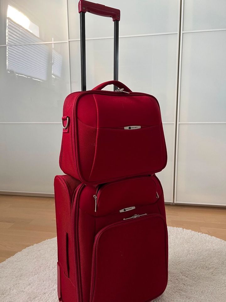 Delsey Koffer-Set Kabinentrolley mit Beautycase Stoff Rot in Remseck am Neckar