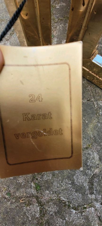 Glastisch mit Granitplatte, 24 Karat vergoldet in Dahme/Mark