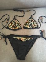 Bikini schwarz bunte Stickerei Vintage Gr. 34 Metallverzierung Niedersachsen - Quakenbrück Vorschau