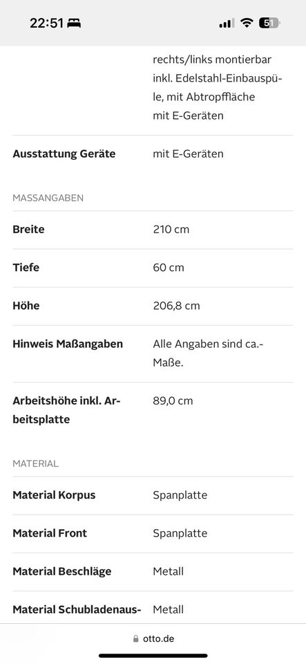 Küchenzeile inklusive Elektrogeräte von Otto in Saarbrücken