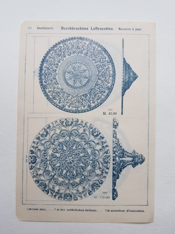 Rosetten Füllungen Metall aus Ornamente Katalog von ca.1900 in Leonberg