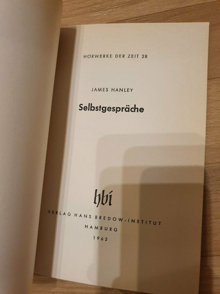 Buch James Hanley Selbstgespräche Hörwerke der Zeit 1962 in Halle