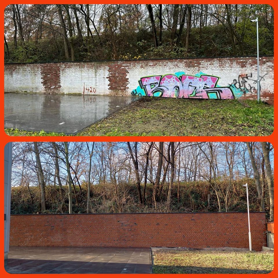 Fassaden Mauer Reinigung Graffiti-Entfernung mobiles Sandstrahlen in Düsseldorf