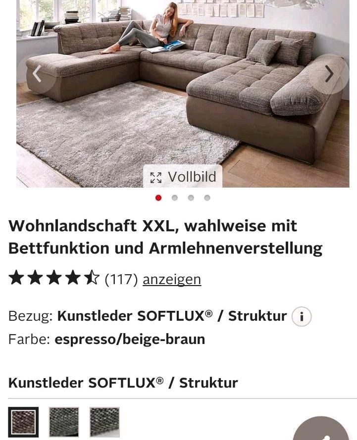 Wohnlandschaft XXL U-Form Sofa Couch in Bodensee
