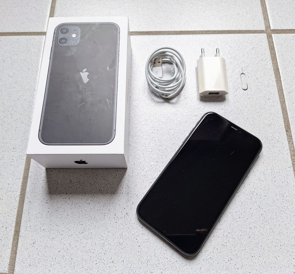 APPLE iPhone 11 256 GB Space Grey Schwarz m. Ladekabel OVP+TOP in Ettlingen