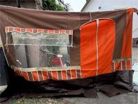 Vorzelt Wohnwagen orange braun gestreift Camping nostalgisch Sachsen - Weinböhla Vorschau
