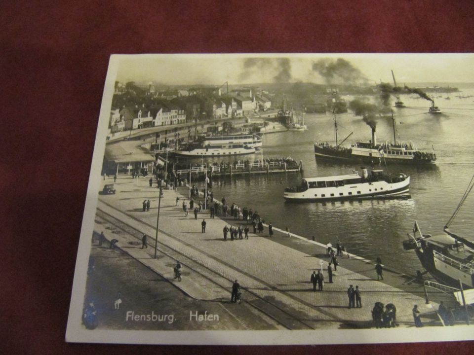 alte Postkarte Ansichtskarte gelaufen Flensburg Hafen !!! in Eystrup