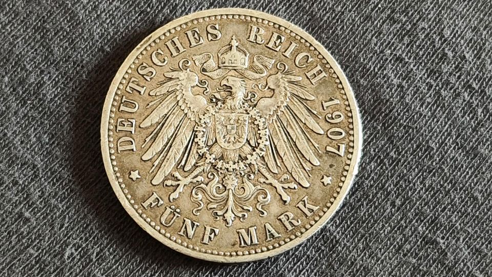 5 Mark Preußen 1907 Kaiserreich Deutsches Reich Silber 900 in Nabburg