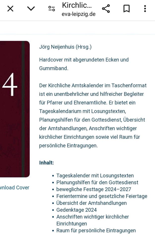 Amtskalender 2024 rot. Original verpackt. in Ehringshausen