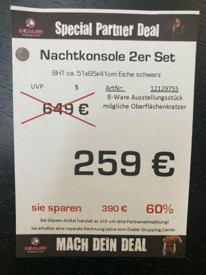 (MG) Nachtkonsole / Nachttisch 2er Set Eiche schwarz statt 649€ in Zeitz