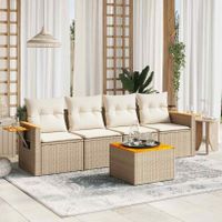 5-tlg. Garten-Sofagarnitur mit Kissen Beige Poly Rattan Couch Hessen - Weilburg Vorschau