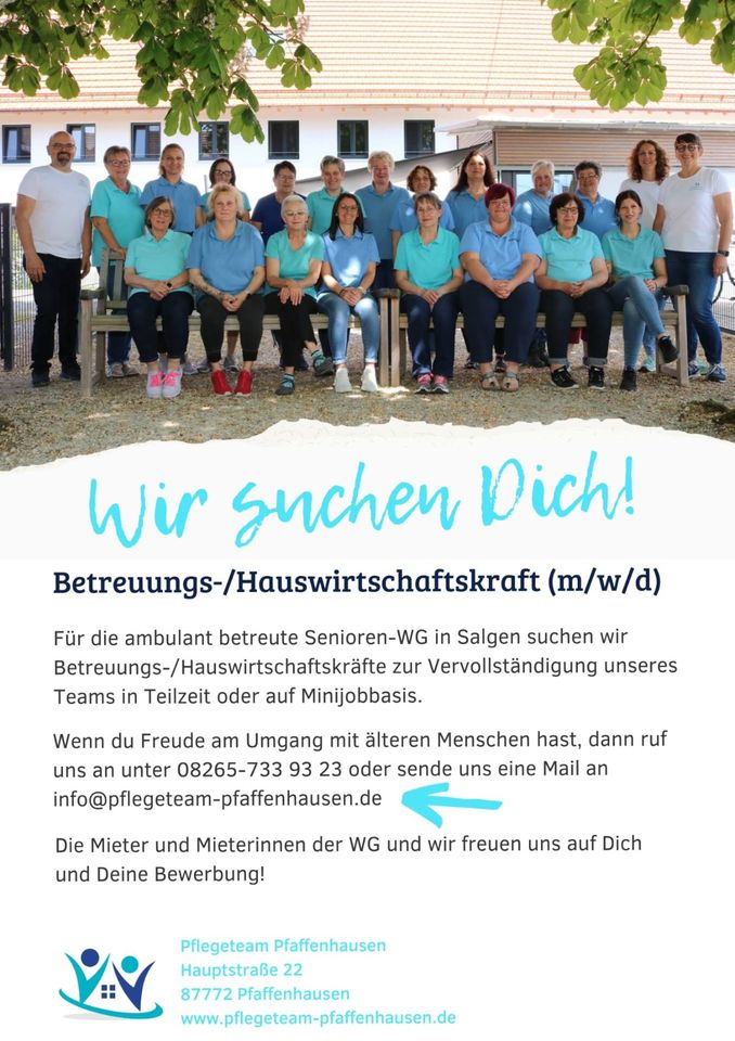 Betreuungs-/Hauswirtschaftskraft (m/w/d) in Pfaffenhausen