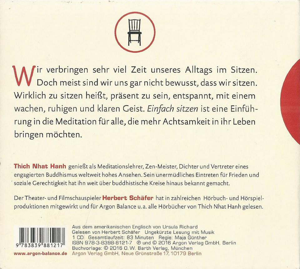 Thich Nhat Hanh - Einfach sitzen (neuwertig) in Remshalden