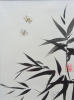 Original, Bambus mit Bienen, Japanische Tuschmalerei Berlin - Wilmersdorf Vorschau