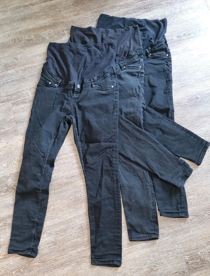 3 schwarze Schwangerschafts-Jeans Größe L Umstands-Hosen in Olbersdorf