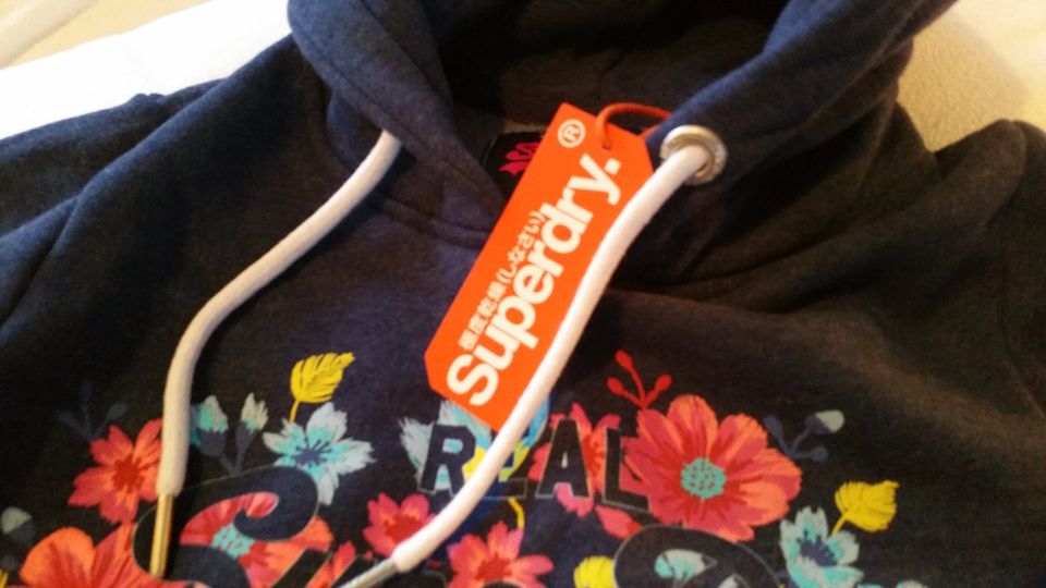 Superdry Hoody/Pullover dunkelblau Gr. 36 mit Blumenprint NEU in Herrieden