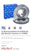 PORSCHE  SEBRO SPORT Bremsscheiben  Boxster Cayman 987 2.7 VORNE Baden-Württemberg - Fellbach Vorschau