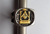 Ring mit Freimaurer Symbolen silber schwarz gold Hessen - Bad Vilbel Vorschau
