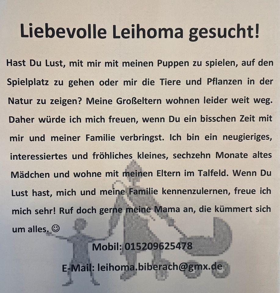 Liebevolle Leihoma gesucht! in Biberach an der Riß