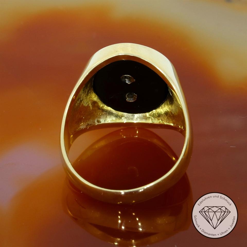 M*180399 WERT 2150,- Onyx Wappen Siegel Ring 585 Gold 14 KT XXYY in Essen