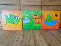 3er Set Bilder für Kinderzimmer Leinwand Fisch Maus Katze Frosch Niedersachsen - Melle Vorschau