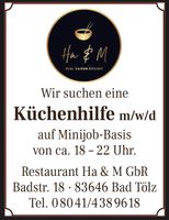 Küchenhilfe Minijob gesucht Bayern - Waakirchen Vorschau