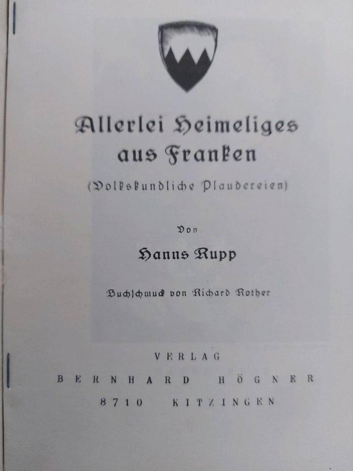 Buch / volkskund/ Franken  / dachbodenfund in Würzburg