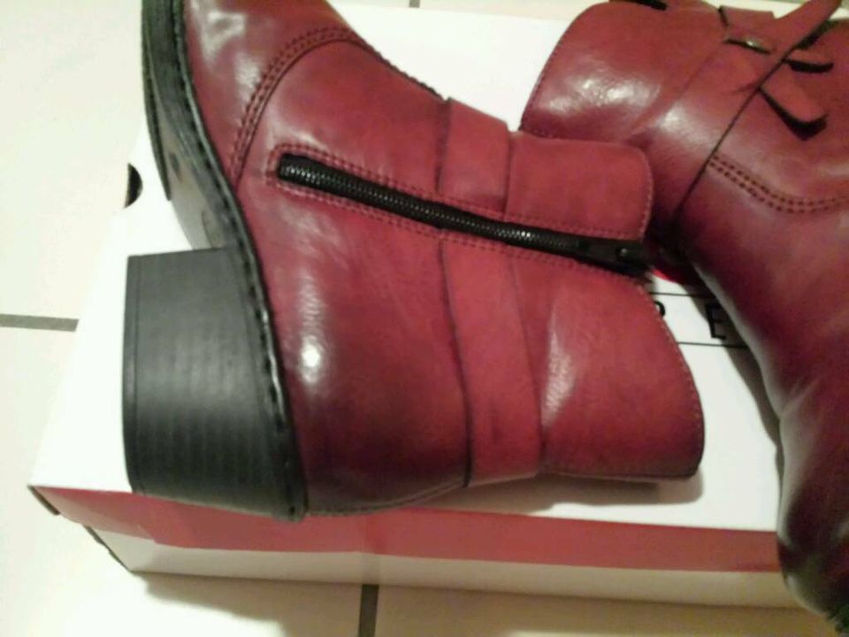 *Reserviert*Rieker Stiefeletten burgunder-bordeaux Rot,Gr.39,Neuw in Riegelsberg