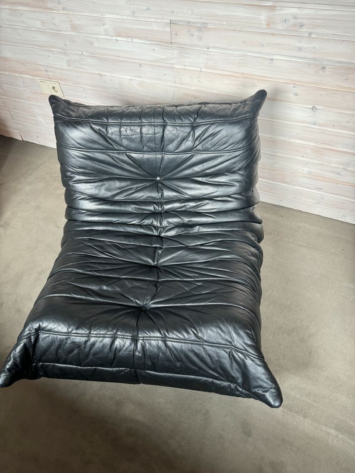 Ligne Roset Togo 3-er Sofa und Sessel Echt Leder schwarz in Lennestadt