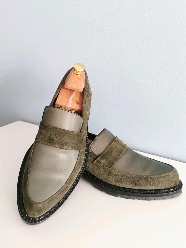 Zegna Loafer 8 42 Wildleder Glattleder grün Gummisohle in München