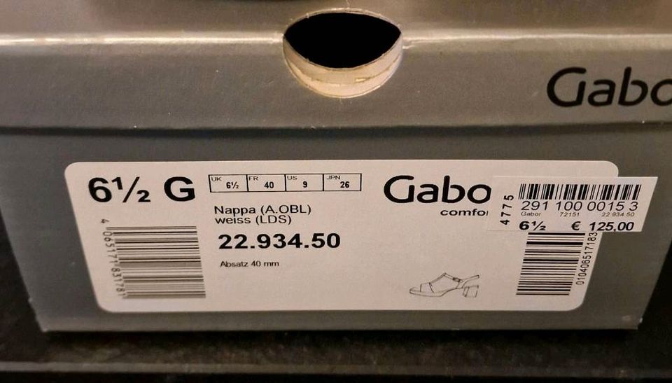 Hochzeitsschuhe  / Brautschuhe von Gabor in Gr. 40 / 6,5 G  weiß in Brilon