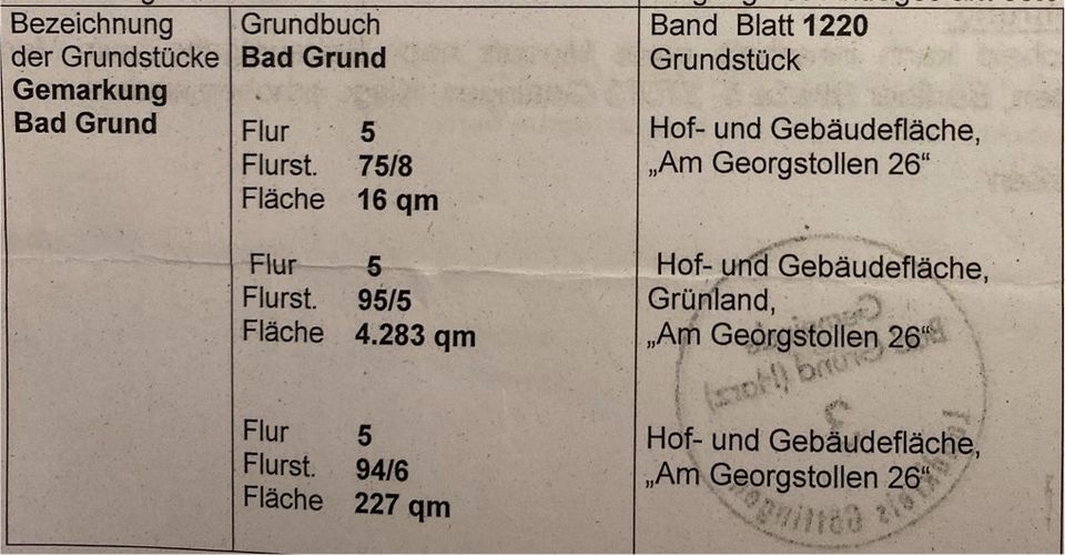 Bau-Grundstück mit Wald/Grünfläche   Harz I Bad Grund in Bad Grund (Harz)