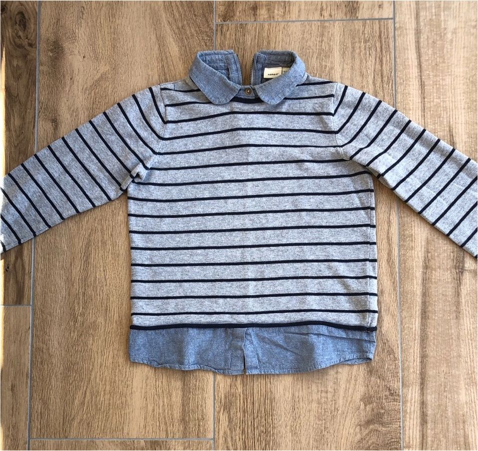 Name it Pullover Bluse 2 in 1 grau blau Gr. 134/140 TOP!! in Gnutz