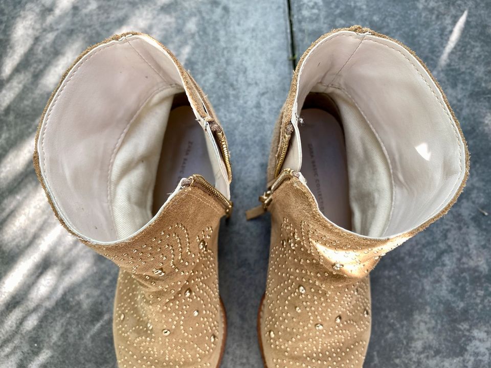 ZARA Wildleder Stiefeletten beige Nieten Gr.38 *TOP* in Füssen