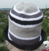 Sommerhut, 100% Baumwolle, grau-schwarz-weiß, handmade Niedersachsen - Seelze Vorschau