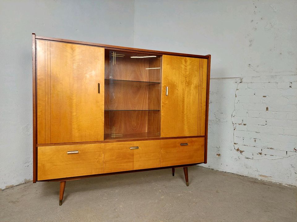 Vintage Highboard Kommode Holzschrank 60er 70er DDR Retro in Leipzig