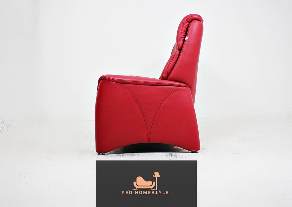 Hukla Designer Sofa Dreisitzer Leder Rot Couch Wohnen Sessel in Lage