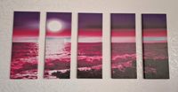 Leinwand Wandbild Sonnenuntergang Meer lila pink 5 Teile Sachsen-Anhalt - Wettin-Löbejün Vorschau