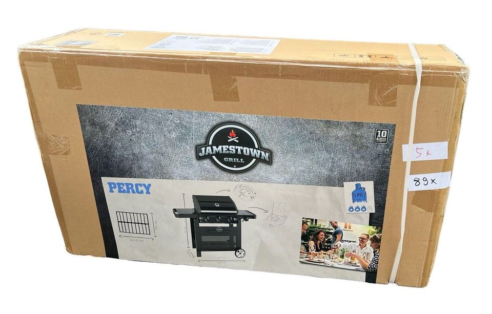 Jamestown PERCY 3-Brenner Gasgrill schwarz +Seitenbrenner NEU in Rheda-Wiedenbrück