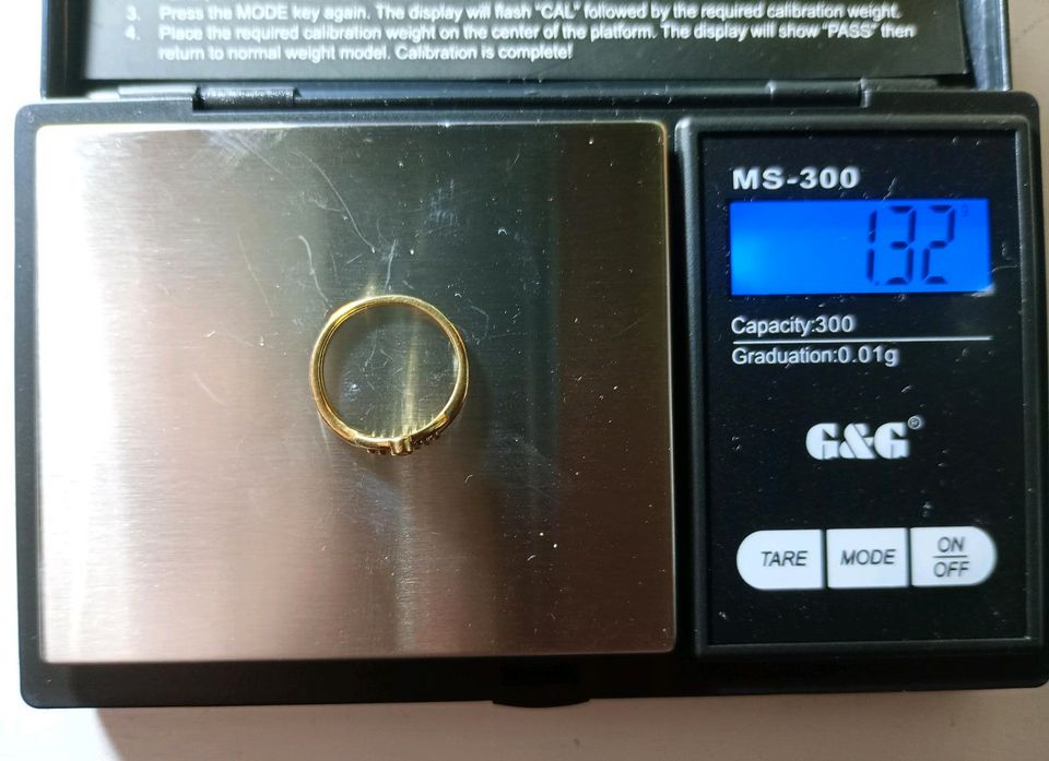 kleiner Designer Ring: Gelbgold mit Weißgold und Diamant, RG 51 in Leipzig