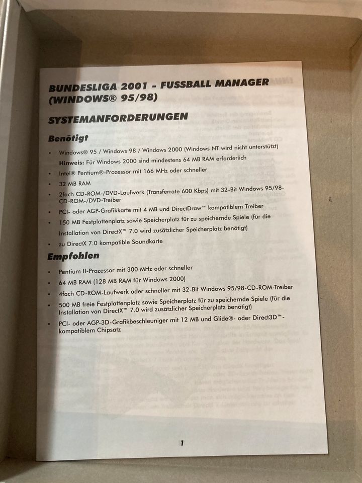 Fussball Manager 2001 PC Rarität Big Box in Hüllhorst