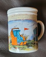 Teetasse Tasse mit Sieb und Deckel Motiv Strandkörbe neuwertig Rheinland-Pfalz - Weisenheim am Berg Vorschau