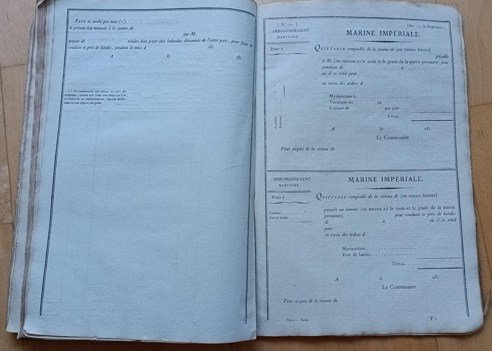 Réglement au Paiement (...) Solde de la Marine, 1812 in Bremen