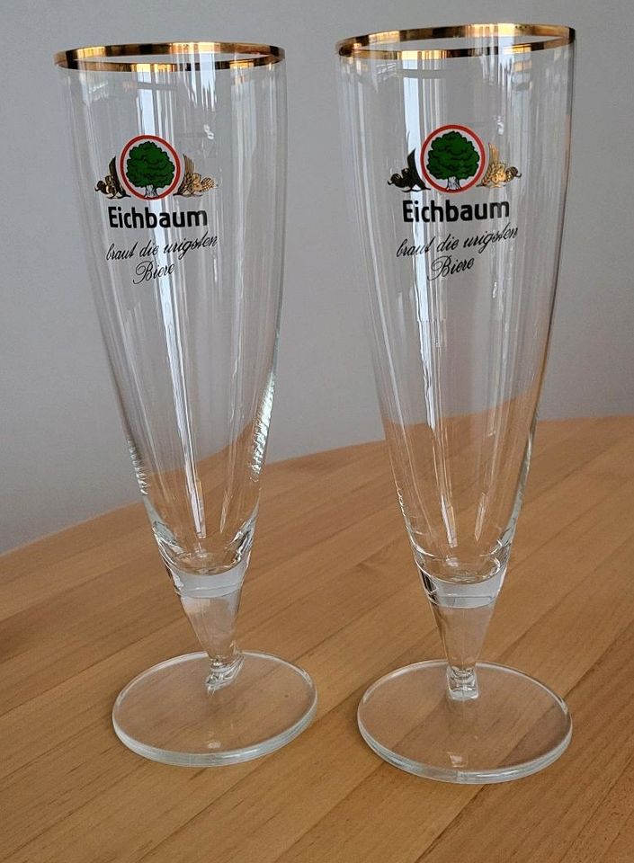 2 x Eichbaum Bier- Glas/ Hornglas/ Pilsglas, Goldrand, 0,4 l, NEU in Edingen-Neckarhausen