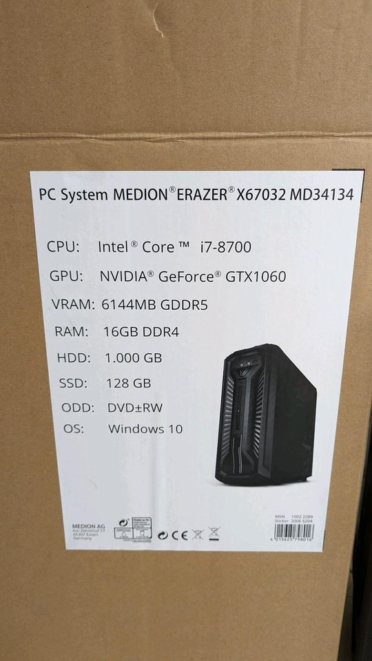 Gaming PC Medion Erazer X67032 i7-8700, GTX1060 in Heidesheim