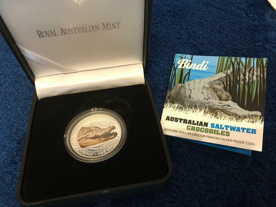 Bindi - Australian Saltwater Crocodiles 1 oz 999 Feinsilber Color in Waal