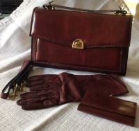 Lederhandtasche, Kombi mit Handschuhen und Portemonnaie, Vintage Nordrhein-Westfalen - Heiden Vorschau